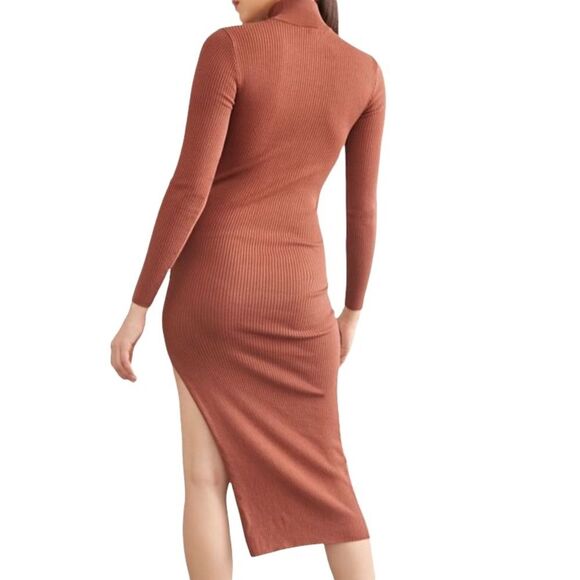FOREVER 21 Mock Neck Ribbed Knit Dress - Picture 7 of 8